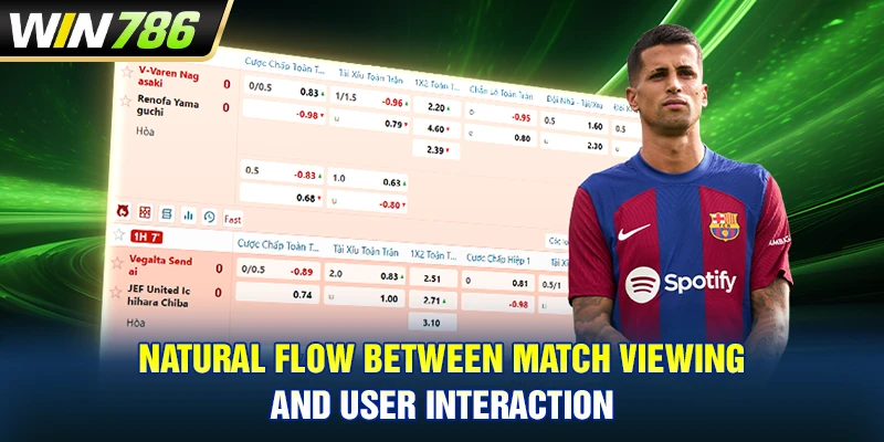 Natural flow between match viewing and user interaction