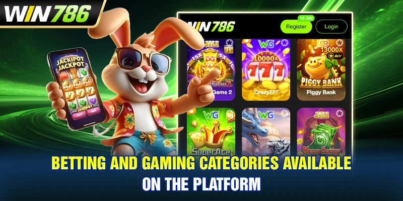 Betting and gaming categories available on the platform